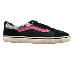 Vans Womens Size 9 Aubree Black Pink Leather Checkerboard Low Top Sneakers Shoes